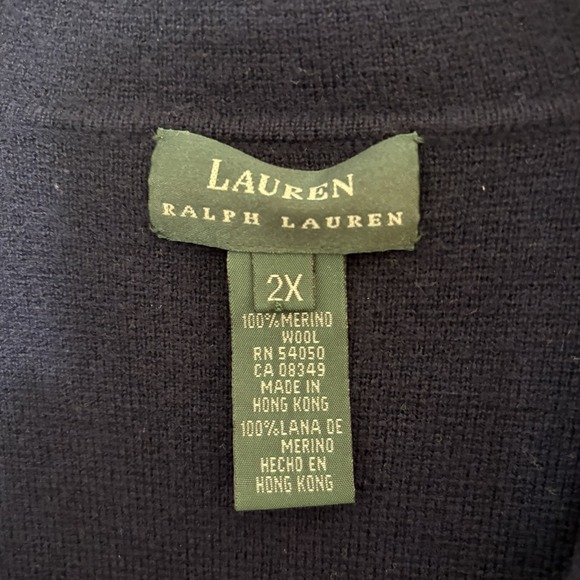 Lauren Ralph Lauren Merino Wool Crest Sweater Blazer 2X 80s -90s Academic Preppy - Picture 3 of 8